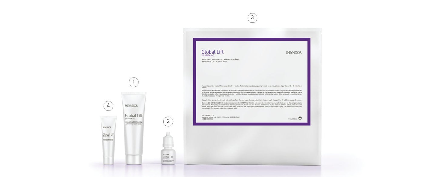 The four numbered products of the Global Lift professional case