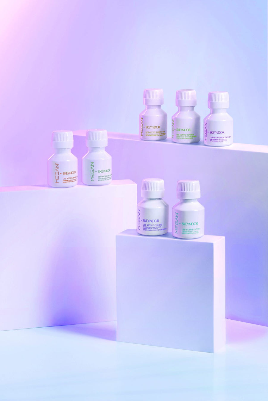 MEGAN LED Active concentrates on white plinths